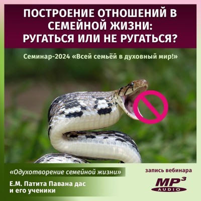 Е.М. Патита Павана дас «Всей семьёй в духовный мир! Построение отношений в семейной жизни. Ругаться или не ругаться?» («Шримад Бхагаватам», 7.14.35) Нет духовного развития без развития взаимоотношений и быть не может!